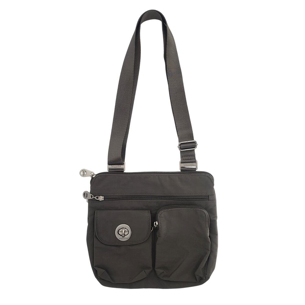 Baggallini Green Nylon Crossbody Bag Multi Pocket Travel Purse